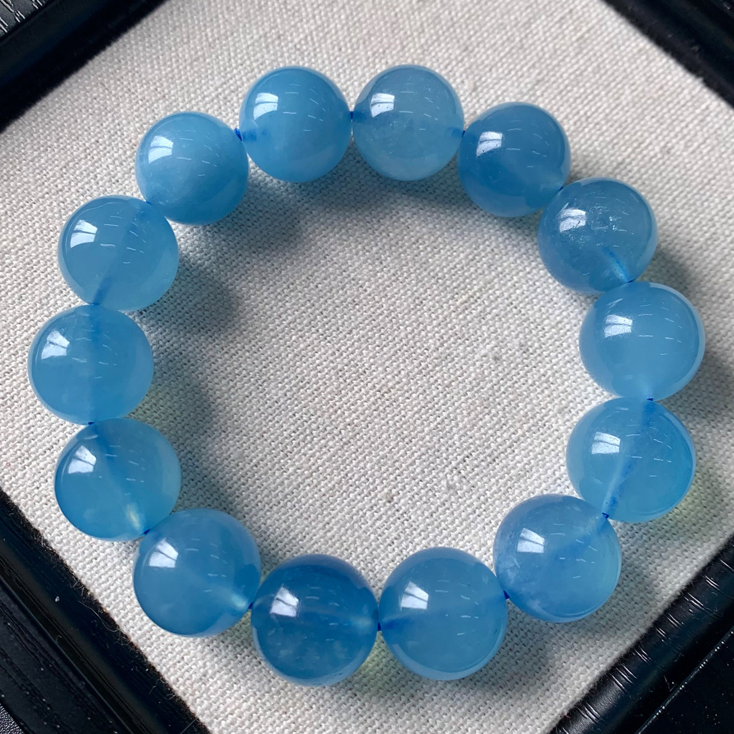 天然冰透海蓝宝手链巴西绿柱石宝石湛蓝水晶手串百搭饰品送礼情侣