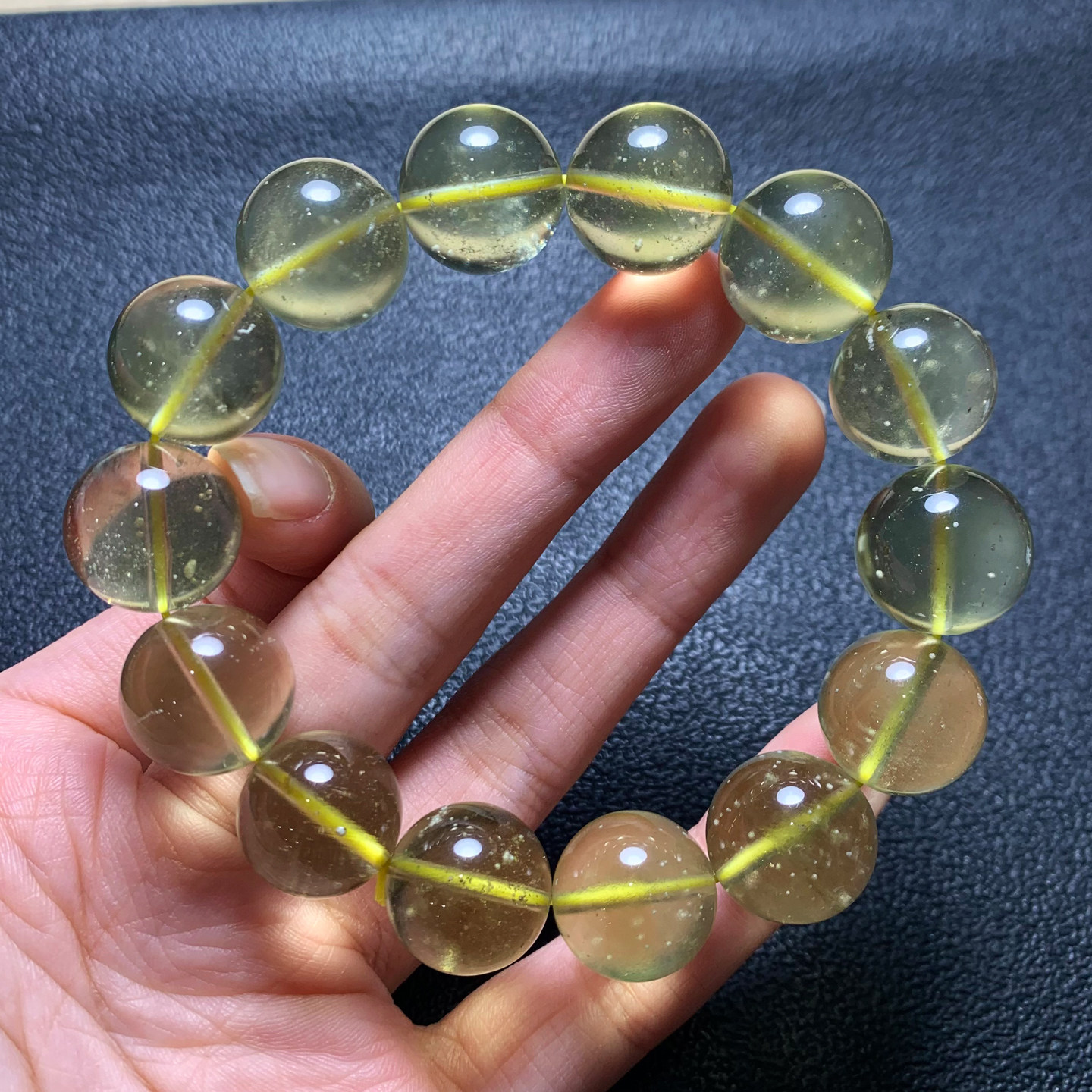 天然利比亚黄金陨石单圈手链冰透