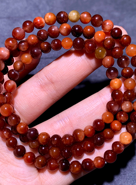 天然猫眼红兔毛三圈水晶手链柔顺顺发橘红发丝手串情侣饰品送礼物