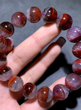 天然极光水晶手链Auralite23紫钛