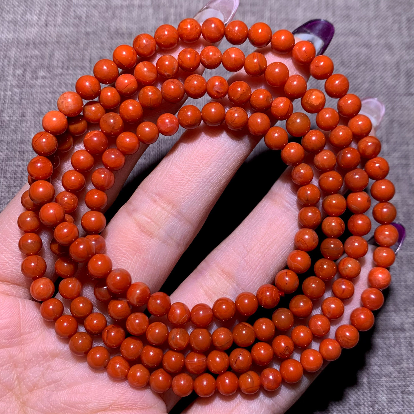 天然南红玛瑙多圈手链柿子红水晶宝石佛珠手串甜美饰品礼物情侣款