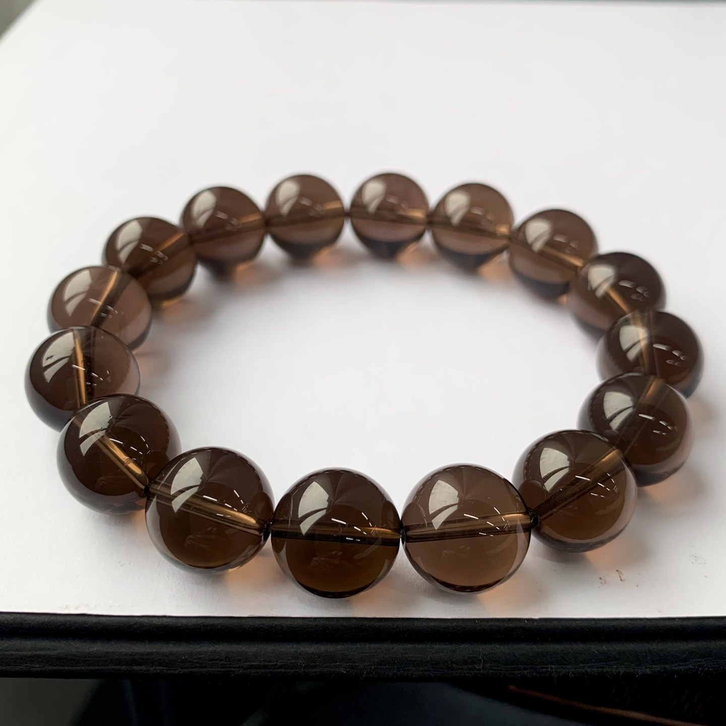 天然茶水晶手链莹润冰透墨晶茶体手串清新饰品送闺蜜礼物情侣款女