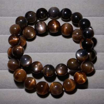 天然黑金骨干长石手链单圈日光石