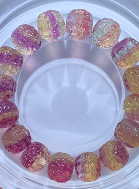 天然西瓜双色花生萤石单圈手链女