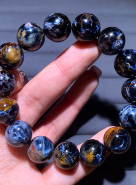 天然原矿彼得石单圈手串暴风虎女