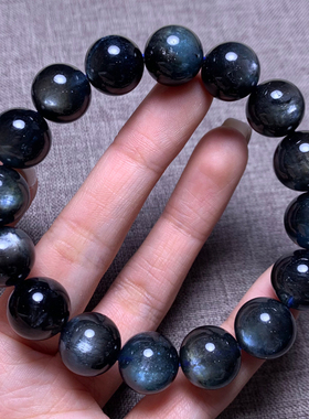 天然冰透星光魔鬼蓝海蓝宝手链