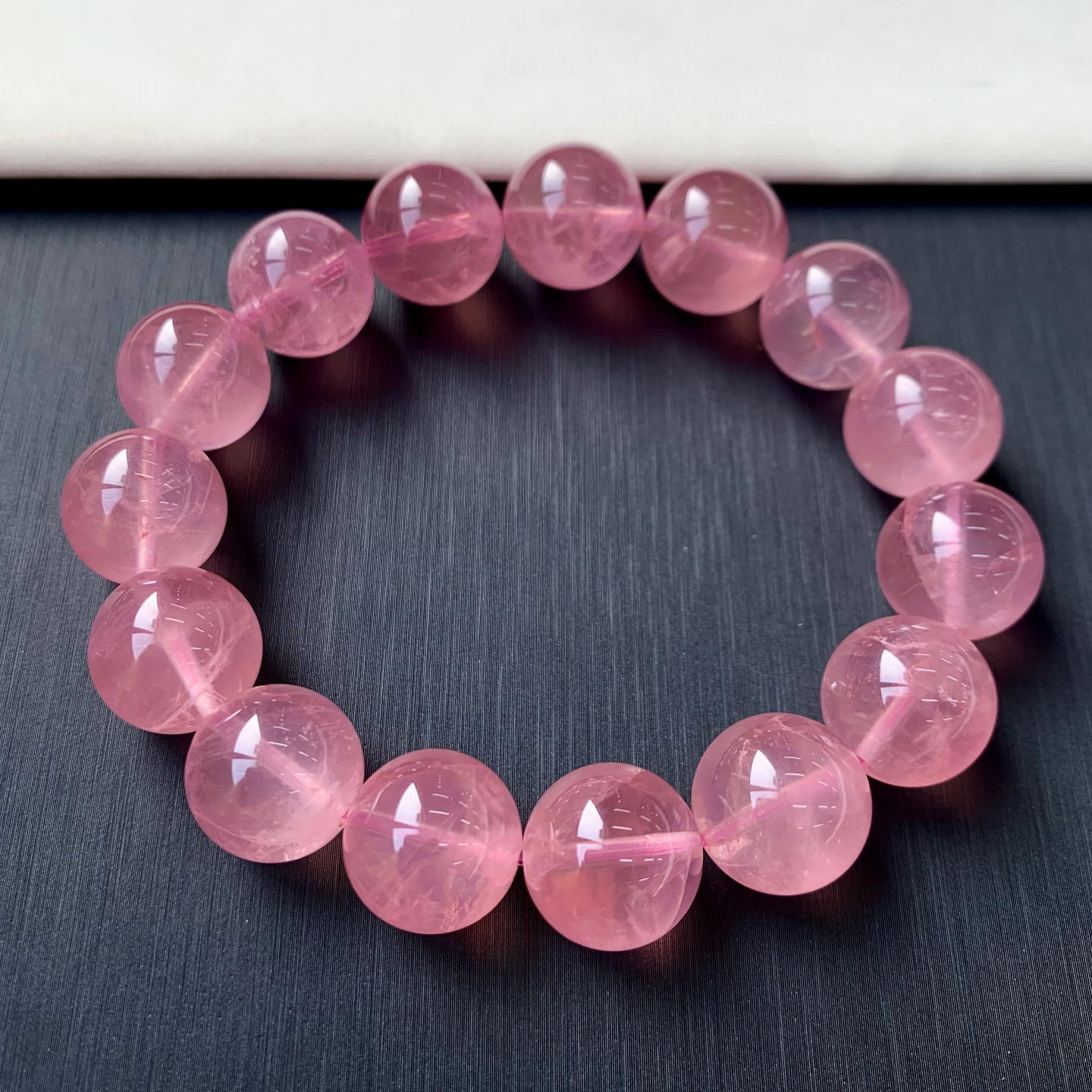 天然果冻体星光粉晶单圈手链冰透芙蓉石手串水晶马粉礼物饰品男女