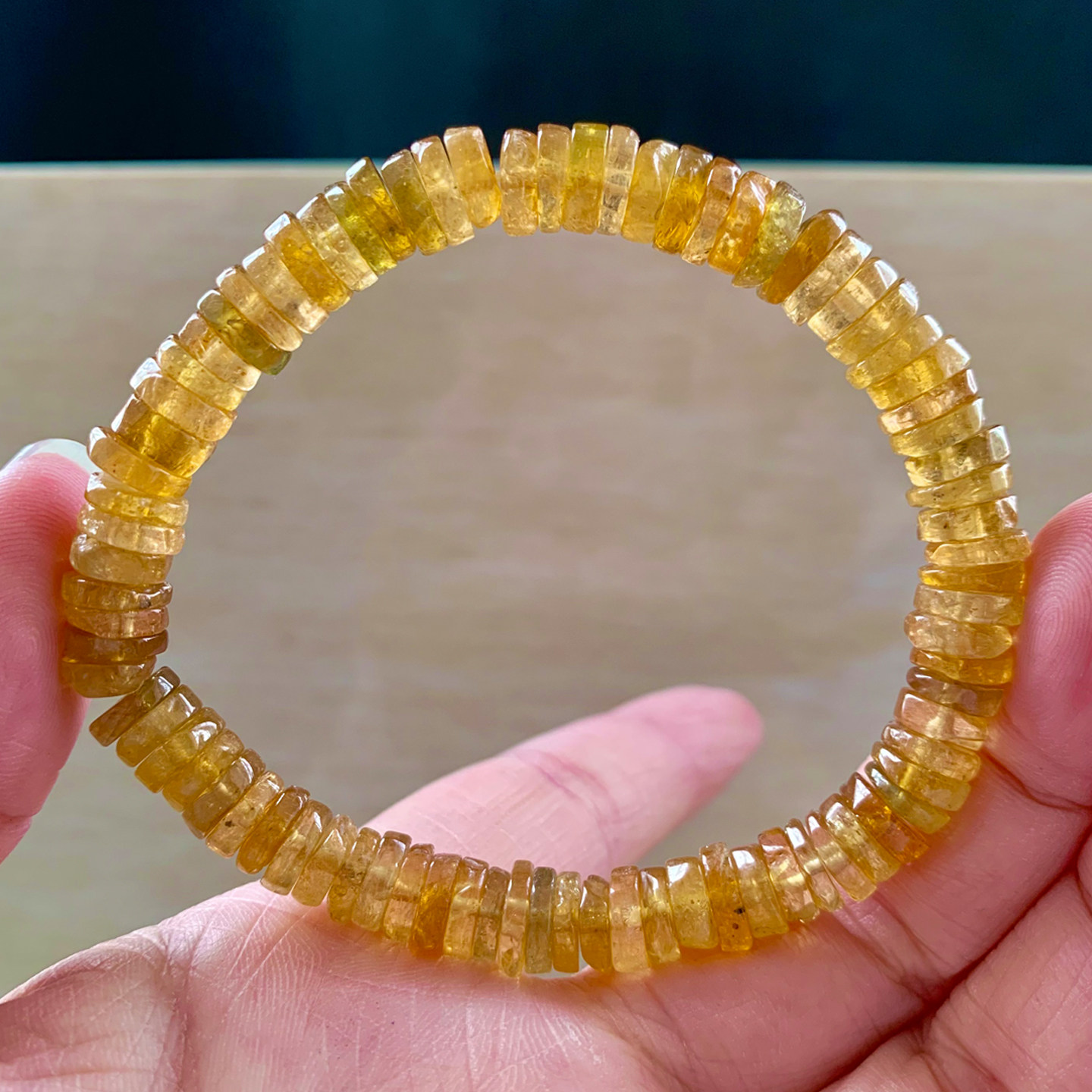 天然巴西老矿黄碧玺盘珠手链水晶算盘珠碧玺手串饰品礼物情侣男女