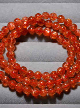 天然金太阳石多圈手链佛珠云母片