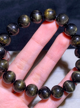 天然巴西猫眼绿碧玺手链饰品男女