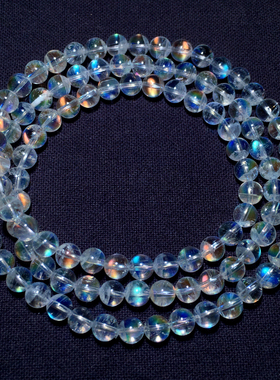 天然冰种马岛月光石三圈手链饰品