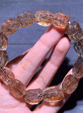 天然共生黑金超随形水晶单圈手链