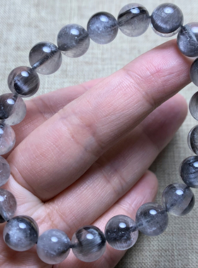 天然黑银钛晶手链黑发钛晶男女