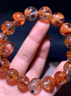 天然冰透大颗粒红泥骸骨手串情侣