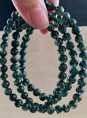 天然巴西绿莫奈泡面幽灵三圈手链