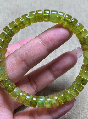 天然沙弗莱石榴石盘珠手链莎弗莱石翠绿色水晶手串送女生一物一图