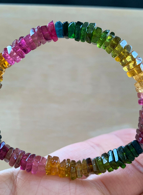 天然碧玺随形手链巴西渐变色老矿