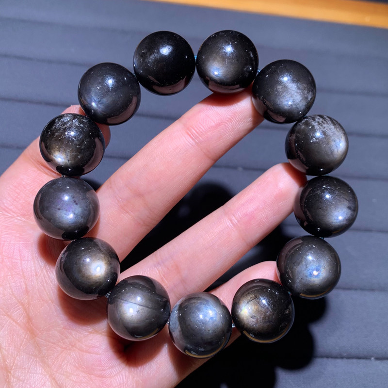 天然巴西星光魔鬼蓝海蓝宝手链女