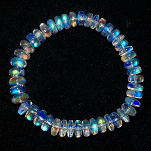 天然冰种马岛月光石盘珠单圈手链彩虹月光石手串饰品情侣款礼物女