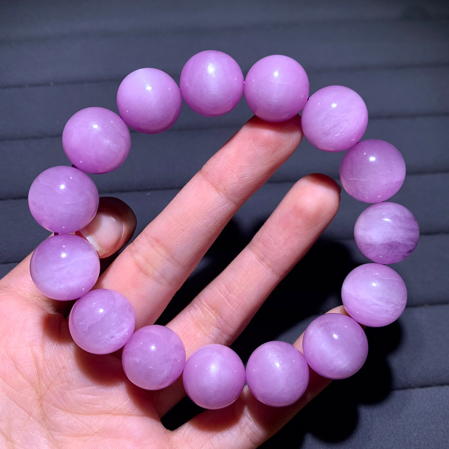 天然大颗粒紫锂辉石单圈手链水晶