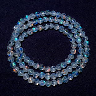 天然冰种彩光马岛月光石手串多圈彩月光石玻璃体水晶手链情侣男女