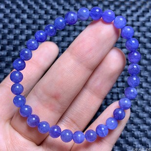 天然坦桑尼亚海洋之心坦桑石单圈手链女紫蓝水晶手串宝石饰品礼物
