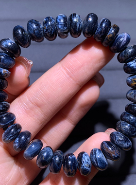 天然彼得石盘珠手串单圈暴风雨石