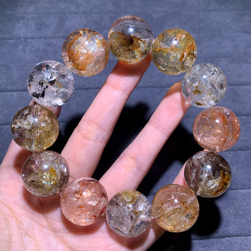 天然冰透骸骨闪灵手串礼物情侣款