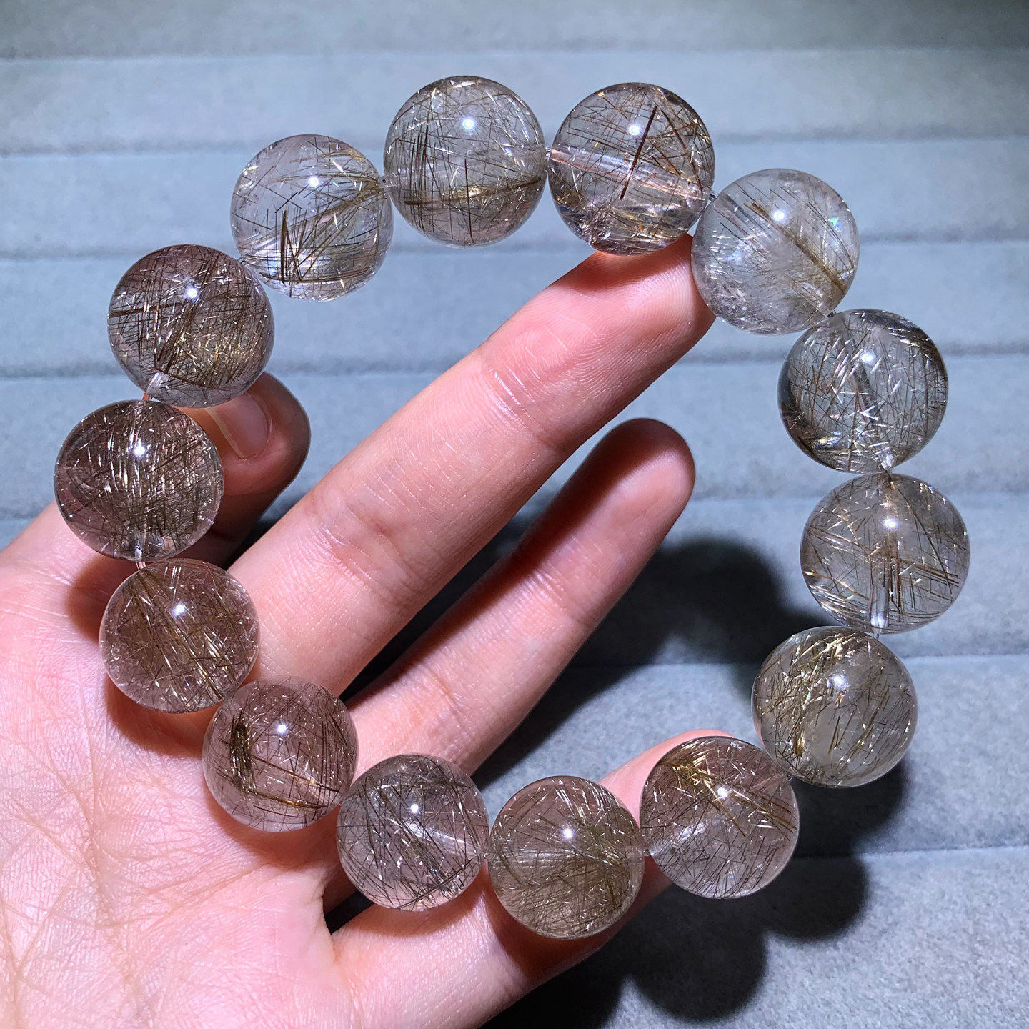 天然浓密顺发银发晶单圈手串柔顺