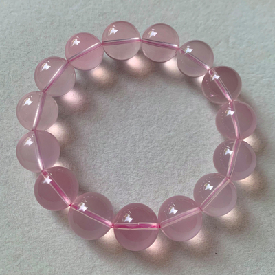 天然冰透星光粉晶单圈手链