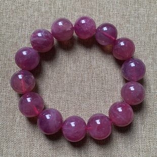 天然冰透马达加斯紫马粉手链水晶粉晶果冻粉男女芙蓉石送礼物饰品
