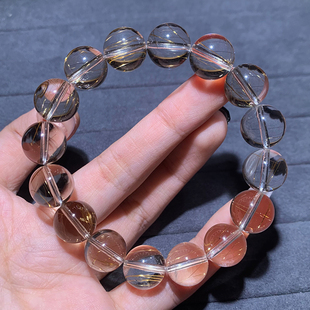 天然发晶单圈手链一物一图佛珠白银发晶水晶手串发丝饰品礼物男女