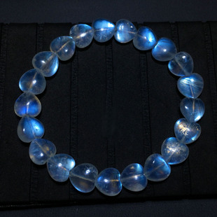 天然奶油体蓝月光爱心单圈手链随形手串月光石水晶情侣饰品礼物女