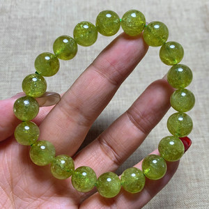 天然沙佛莱绿石榴石手链翠榴石手串莎弗莱宝石翠绿色水晶饰品礼物