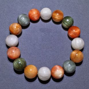 天然莹润顺发彩兔毛单圈水晶手串兔毛发晶落日色手串情侣款 礼物女