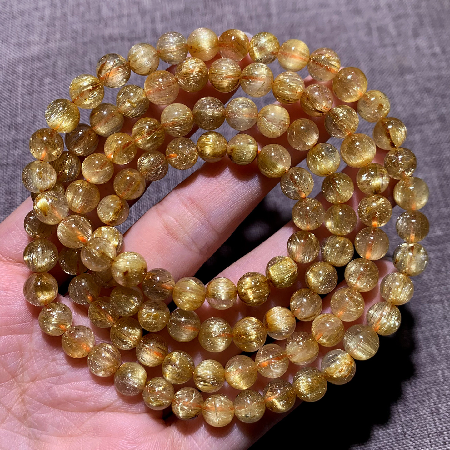 天然巴西金发晶佛珠手链礼物情侣