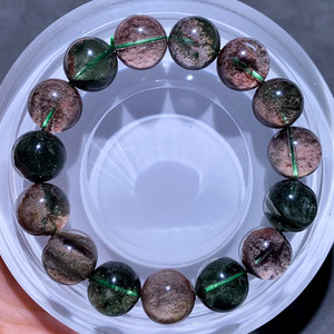 天然全景色映景幽灵水晶单圈手链半盆聚宝盆手串饰品礼物男女情侣