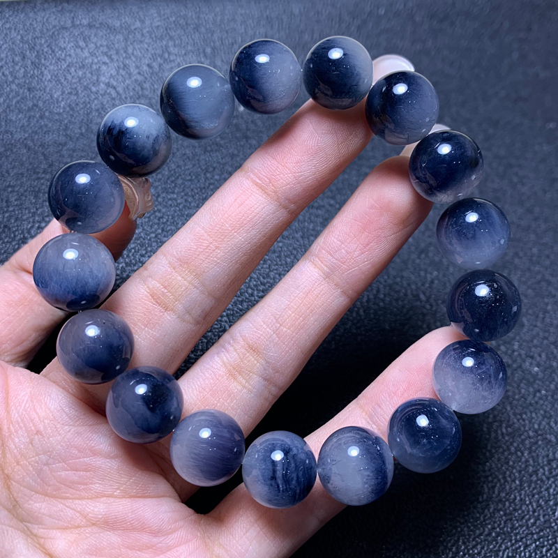 天然顺发蓝兔毛单圈水晶手链女生