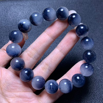 天然顺发蓝兔毛单圈水晶手链女生