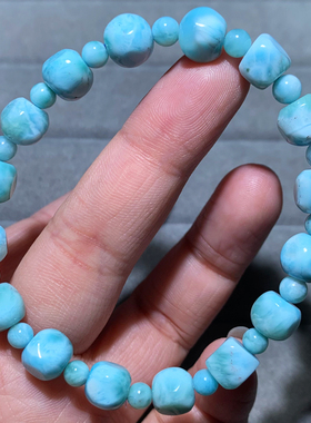 天然玉化随形海纹石手链饰品送女