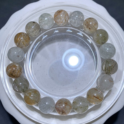 天然冰透雪霜发晶手链钛晶银发晶水晶幽灵手串礼物饰品情侣男女生