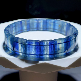 天然蓝晶石手排蓝绿色闪片水晶手链时尚饰品送生日礼物情侣款男女