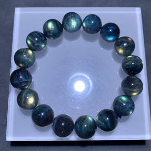 天然冰种星空拉长石手链金沙蓝光彩虹光强光拉长石手串男女民族风