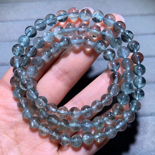 天然冰透绿柱石多圈手链莹润水晶