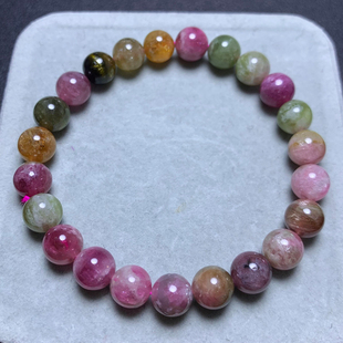 天然西瓜碧玺粉碧玺单圈手链情侣饰品民族风手串一物一图送礼物女