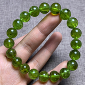天然橄榄石翠绿色单圈手链通透太阳之石水晶手串饰品情侣款 礼物女