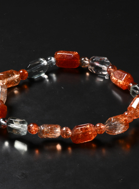 天然阿鲁沙长石刻面随形手链情侣