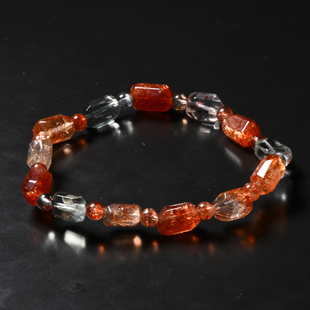 天然阿鲁沙长石刻面随形手链金太阳石绿柱石水晶手串甜美饰品情侣