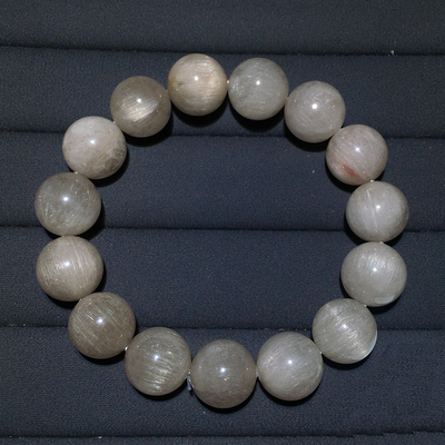 天然顺发灰白兔毛单圈水晶手链女