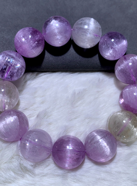 天然冰透拉丝紫锂辉石手链